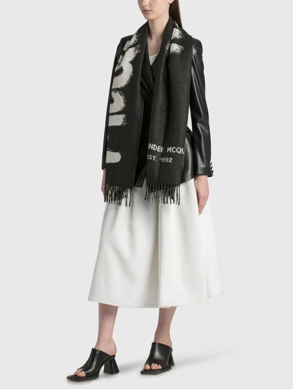 Alexander McQueen Oversize McQueen Graffiti Scarf Wool New COA